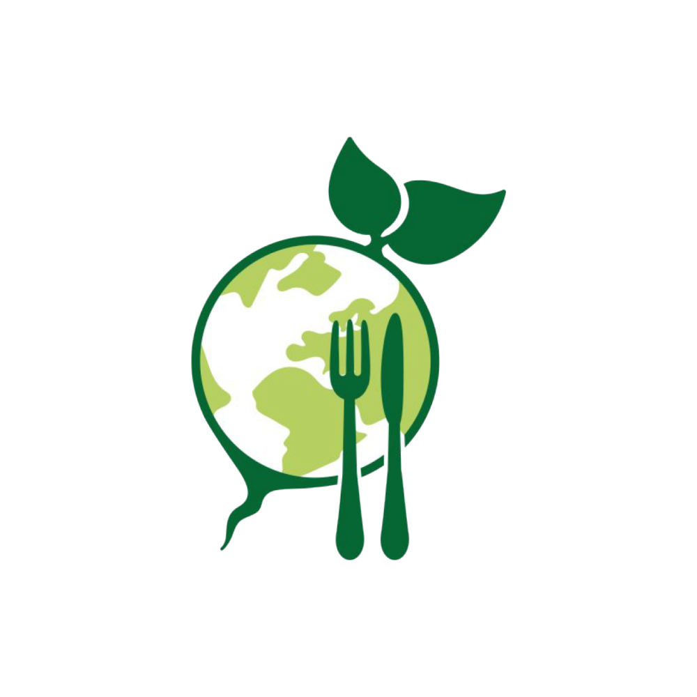 Grönt jordklot med blad och bestickset