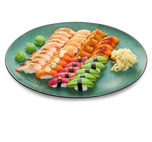 Förbered dig för vardagslyx med sushi. En hel uppsättning med valfria nigiri på ditt vis. Sharing Nigiri är den perfekta lyxlösningen!