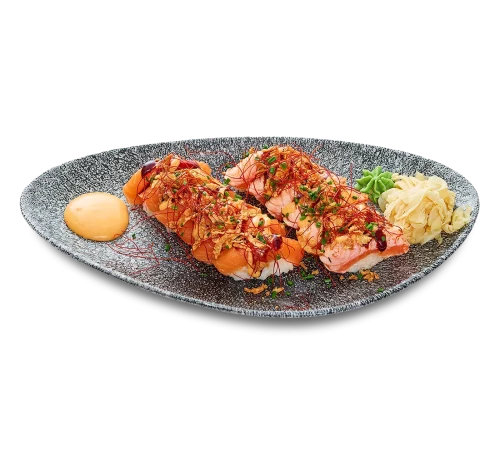 Nigiris med lax och flamberad lax